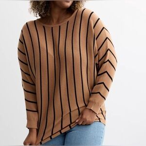 Chelsea & Theodore Dolman Boatneck Striped Sweater Sz 1X New With Tags